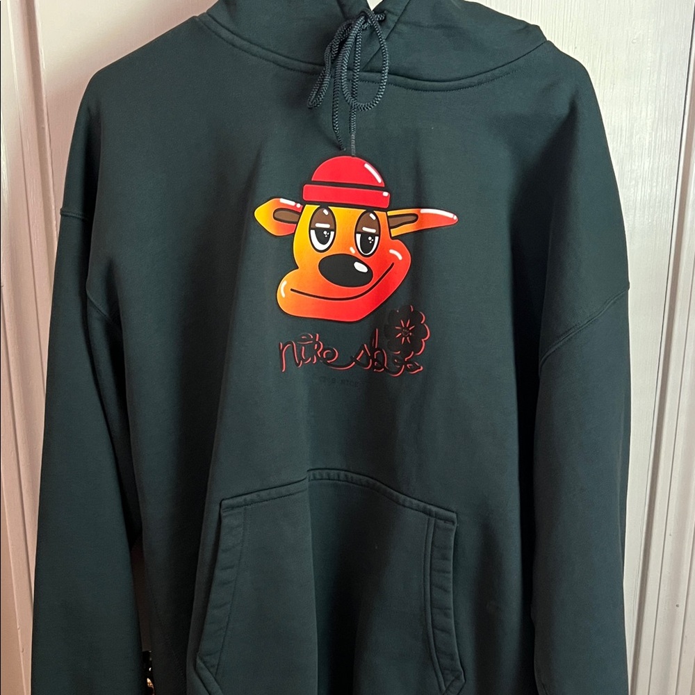 Nike Men's Dark Green Hoodie with Graphic
